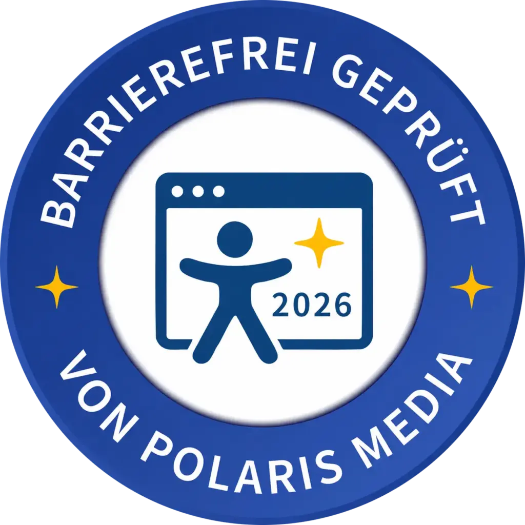 Siegel: Barrierefrei geprüft von Polaris Media 2026